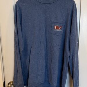 Vineyard Vines Classic Navy Football Long Sleeve Tee